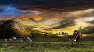 A digital image of a woolly mammoth