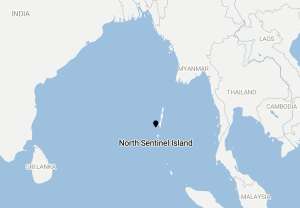 A map of the Indian region with the location of North Sentinel Island identified.