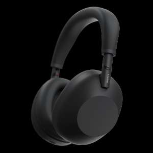 Sony WH-1000XM6 headphones in black color showing their sleek design.
