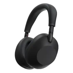 Sony WH-1000XM6 headphones in black color showing their sleek design.