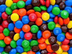 M&Ms in a variety of colors.